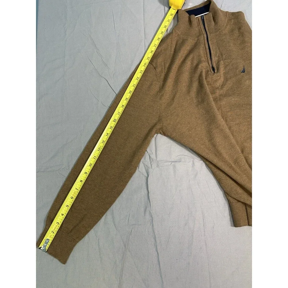 Nautica Navtech Men's Brown Knit 1/4 Zip Mock Neck Pullover Sweater M